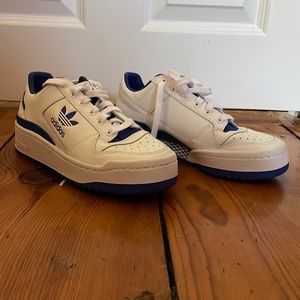 Blue and white adidas sneakers